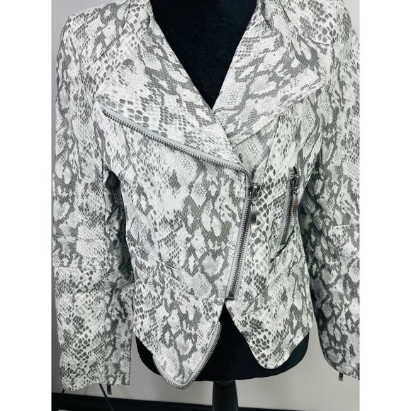 Snakeskin faux leather moto jacket size S - Picture 8 of 15